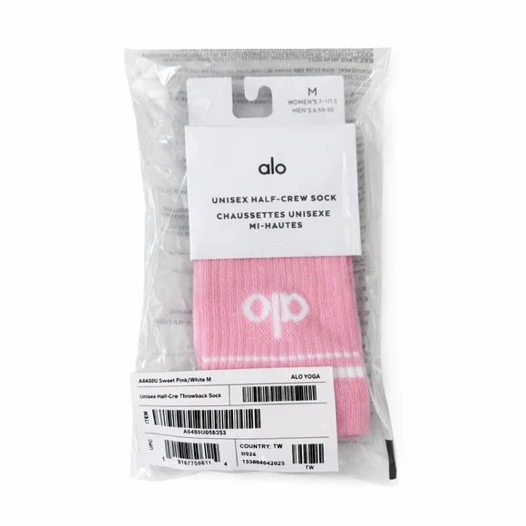 Alo Unisex Half-Crew Throwback Sock- Size Medium- NWT(in original packaging)🩷 - Picture 3 of 4